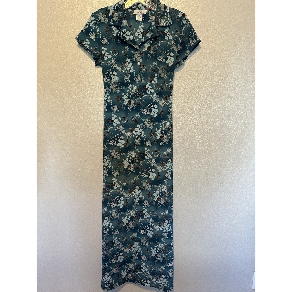 Vintage JODY California Boho Blossom Floral Collared Midi‎ Maxi Dress sz Small/6